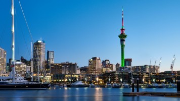A view of Auckland's Viaduct Harbour from the waterfront. 
